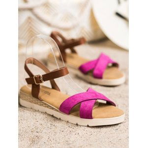 Trendy  sandály dámské růžové bez podpatku
