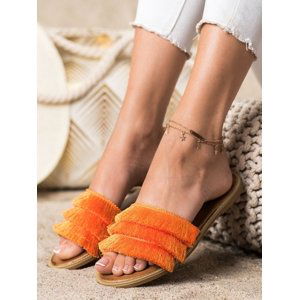 Pohodlné oranžové  nazouváky dámské bez podpatku