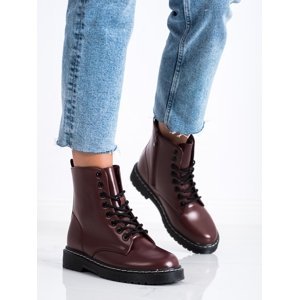 Trendy  kotníčkové boty dámské červené bez podpatku