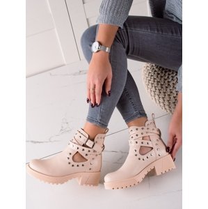 Trendy  kotníčkové boty dámské hnědé na plochém podpatku