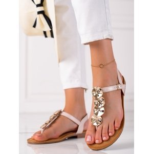 Krásné hnědé dámské  sandály bez podpatku