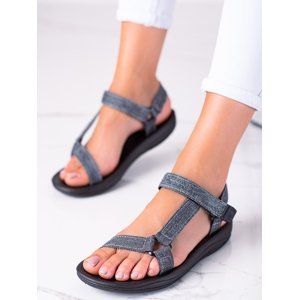 Trendy dámské modré  sandály bez podpatku