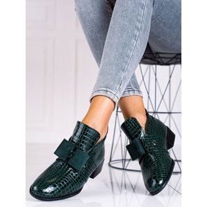 Designové  kotníčkové boty zelené dámské na plochém podpatku