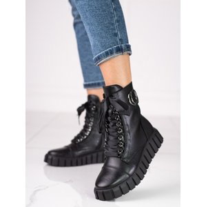 Originální  kotníčkové boty dámské černé na klínku