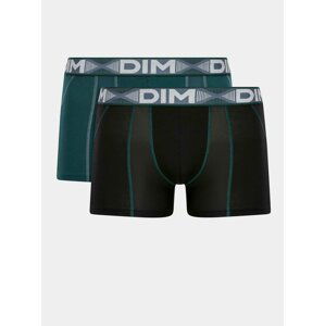 DIM COTTON 3D FLEX AIR BOXER 2x - Pánské boxerky 2ks - zelená - černá