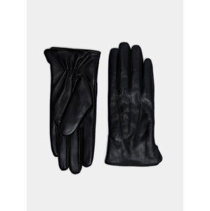 Černé kožené rukavice Dorothy Perkins