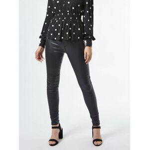 Černé koženkové skinny fit kalhoty Dorothy Perkins