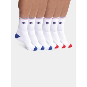 CREW SOCKS CHAMPION PERFORMANCE 6x - 6 párů sportovních ponožek s logem Champion - bílá - červená - modrá