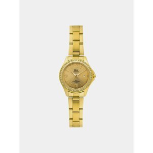 Dámské hodinky s nerezovým páskem ve zlaté barvě Q&Q
