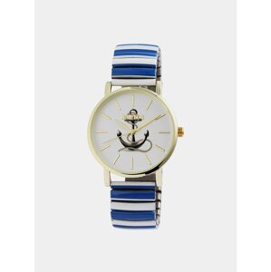 Dámské hodinky s nerezovým páskem v modro-bílé barvě  Raptor