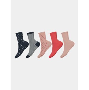 Sada pěti párů holčičích ponožek v modré barvě a růžové barvě name it