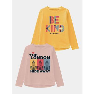 Sada dvou holčičích triček v růžové a žluté barvě name it