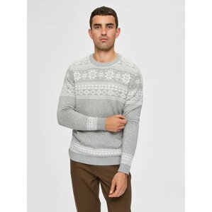 Šedý svetr s vánočním motivem Selected Homme