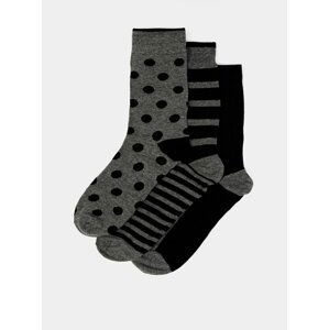 Sada tří párů černo-šedých ponožek Selected Homme