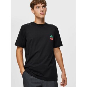Černé tričko s potiskem Selected Homme-Relax Neon