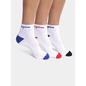 CHAMPION CREW ANKLE SOCKS 3 ks - Sportovní kotníkové ponožky s logem Champion 3 páry - bílá - červená - modrá