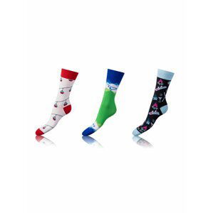 Zábavné ponožky CRAZY SOCKS 3 páry - Zábavné crazy ponožky 3 páry - zelená - červená - fialová