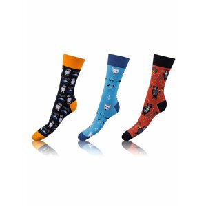 Zábavné ponožky CRAZY SOCKS 3 páry - Zábavné crazy ponožky 3 páry - oranžová - tmavě zelená - světle hnědá