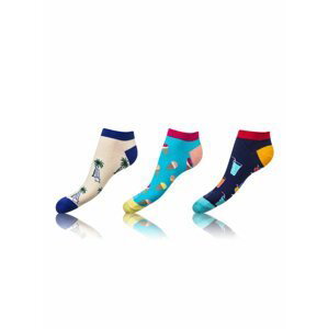 Sada tří párů vzorovaných ponožek v bílé a modré barvě Bellinda CRAZY IN-SHOE SOCKS