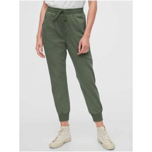 Zelené dámské kalhoty GAP Ribbed Joggers