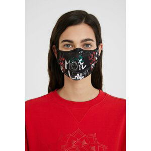 Desigual černá rouška Mask Lettering s barevnými motivy