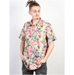 Billabong SUNDAYS FLORAL CORAL košile pro muže krátký rukáv - korálová