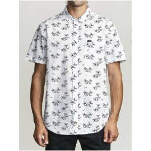 RVCA EASY PALMS ANTIQUE WHITE košile pro muže krátký rukáv - bílá