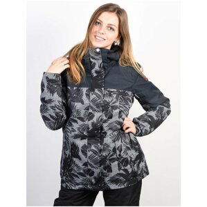 Roxy RX JETTY BLO TRUE BLACK_FLORAL HERRINGBONE zimní dámská bunda - šedá