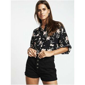 Billabong BUTTON FRONT HIGH TI black dámské riflové kraťasy - černá