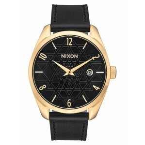 Nixon BULLET LEATHER GOLDBLACKSTAMPED analogové sportovní hodinky - černá