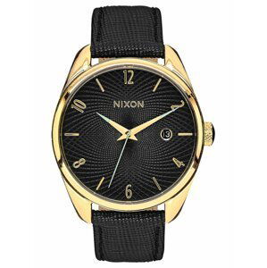 Nixon BULLET LEATHER GOLDBLACK analogové sportovní hodinky - černá
