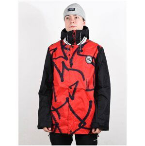 Dc DCLA RACING RED HIEROGLYPHIC PRINT zimní pánská bunda - červená