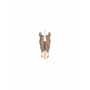 Hnědá dřevěná brož BeWooden Unicorn Brooch