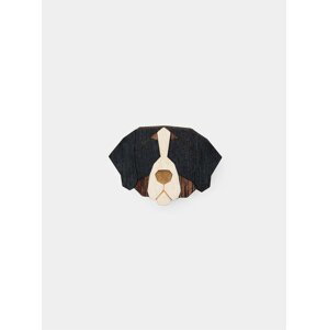 Béžovo-černá dřevěná brož ve tvaru psa BeWooden Bernese Mountain Dog Brooch