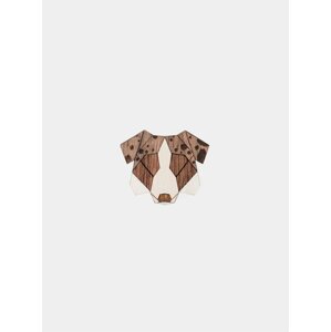 Hnědá dřevěná brož ve tvaru psa BeWooden Australian Shepherd Brooch