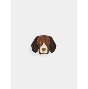 Hnědá dřevěná brož ve tvaru psa BeWooden Beagle Brooch