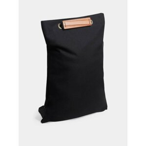 Praktický černý batoh s dřevěným detailem Lini Minibackpack BeWooden
