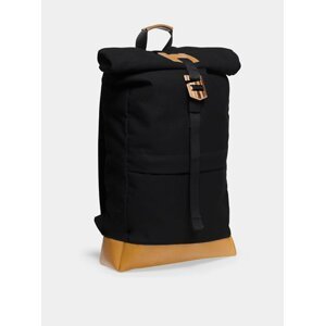 Praktický černý batoh s dřevěným detailem Lini Rollup BeWooden