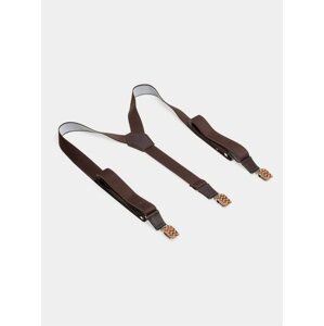 Hnedé kožené šle s dřevěnými detaily BeWooden Trio Suspenders