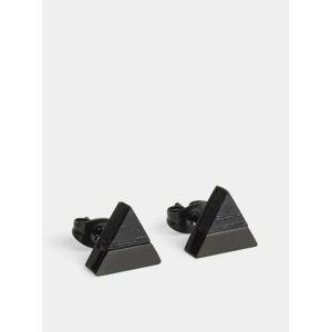 Černé náušnice s dřevěným detailem BeWooden Nox Earrings Triangle