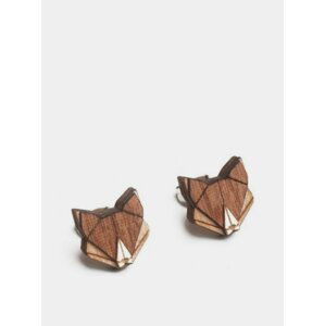 Hnědé dřevěné náušnice BeWooden Fox Earrings