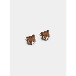 Hnědé dřevěné náušnice BeWooden Bear Earrings