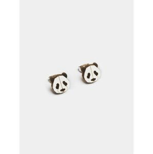 Bílé dřevěné náušnice BeWooden Panda Earrings