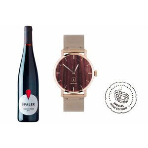 Dřevěné hodinky Red Wine Watch s řemínkem z pravé kůže BeWooden