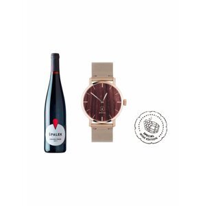 Dřevěné hodinky Red Wine Watch s řemínkem z pravé kůže BeWooden