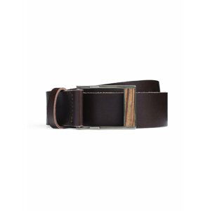 Tmavě hnědý kožený pánský opasek BeWooden Linea Belt