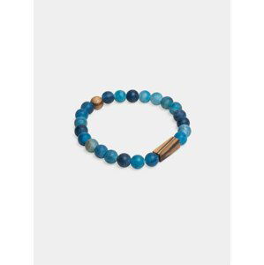 Modrý korálkový náramek BeWooden Aqua Zebrano Bracelet