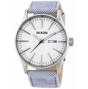 Nixon SENTRY LEATHER PINSTRIPE analogové sportovní hodinky - šedá