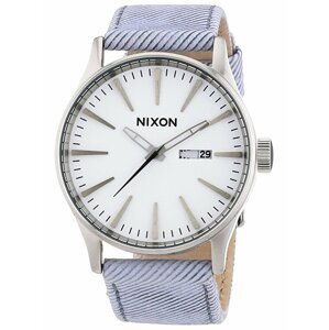 Nixon SENTRY LEATHER PINSTRIPE analogové sportovní hodinky - šedá