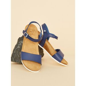 Modré dámské kožené sandálky OJJU